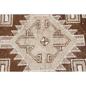 พรมวิ่งสไตล์ตุรกี ขนาด 4.4x12.8 ฟุต พรมวินเทจ พรมขนสัตว์ลายดอกไม้สีขาวน้ำตาล - Product Image 5