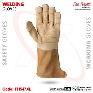 Gants de soudage résistants à la chaleur les plus vendus Meilleur cuir de chèvre Gants de travail de soudeur imperméables Gants en cuir du Pakistan - Product Image 3