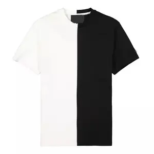 Pakistan produttore abbigliamento personalizzato Mens Split Two Tone Color Half Black Half White T Shirt