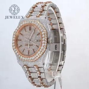 Reloj de lujo de oro rosa con esfera de dos tonos Moissanite Diamond Cuarzo completamente helado Analógico Banda de acero inoxidable de 41mm - Product Image 4