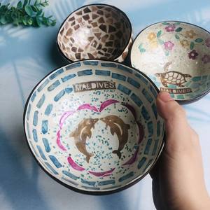 Bol en noix de coco créatif naturel végétalien biologique écologique avec incrustation de perles fabriqué à partir du Vietnam - Product Image 2