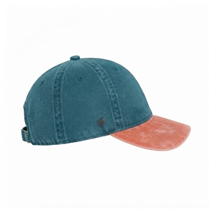 Gorra de Béisbol Deportiva de 6 Paneles en Sarga Lavada con Contraste de Color Teal y Coral, Unisex, Transpirable, Impermeable, con Logotipo Personalizado, Alta Calidad, OEM, ODM - Product Image 4