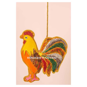Zari Embroidery Beaded Customized Design Handmade Cock Shape <b>Hanging</b> <b>Ornaments</b> For Home Decoration And Reselling Purpose - Product Image 1