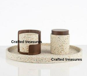 Elegante Juego de Quemadores de Incienso de Terrazo, Quemador de Incienso de Mármol, Portavelas, Regalos de Inauguración de Casa al Mejor Precio - Product Image 1