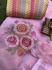 Nuevo Lanzamiento de estilo indio y pakistaní, estampado floral elegante, trabajo de múltiples hilos y bordado, Sari indio para ropa de mujer y Niña - Product Image 3