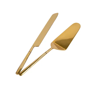 Ensemble de serveurs à gâteaux en métal, Design brillant et poli, fait à la main, ustensiles de service du fabricant, ensemble de couteaux de service et de découpe de gâteaux en métal - Product Image 1