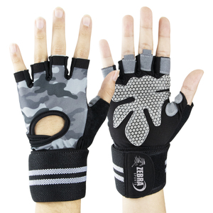 Anti Slip Adjustable Wrist <b>Strap</b> Half <b>Finger</b> Weight Lifting Workout Gloves for Gym Polyester Liquid Silicone Coated Durable - Product Image 5