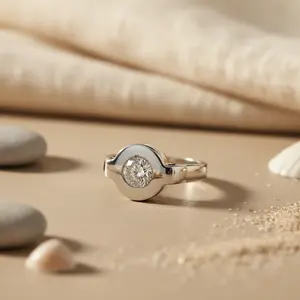Bague romantique en argent 925 avec diamant pour femmes, pureté du métal 14 carats, plaqué rhodium, platine, pierre principale en zircon taillé pour la promesse - Product Image 3