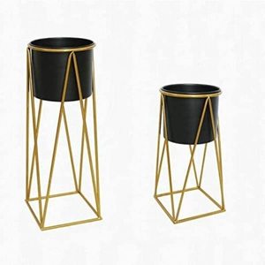 Florero de decoración de hogar y jardín de sala de estar de Metal de aluminio recubierto de polvo más vendido, maceta de Color dorado para fiesta de boda - Product Image 1