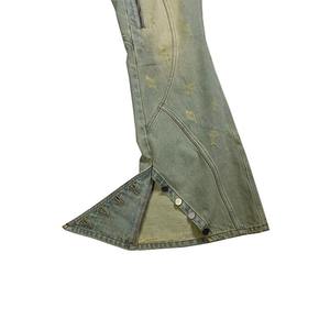 Pantalons évasés grande taille Retour Lavé Street Hip Hop Bouton de fermeture en denim Pantalons de haute qualité Jeans pour hommes - Product Image 6