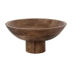 Hot Sale Mango Wood Pedestal Bowl Tabletop Decor Wooden Footed Fruit Bowl Kitchen Counter or Farmhouse Christmas Decor Bowls