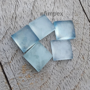 Cabochon naturel de forme carrée aqua laiteux dos plat AAA + pierres précieuses en gros calibrées de qualité, toutes les tailles disponibles - Product Image 2