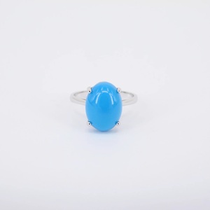 Azul turquesa 925 plata esterlina piedra preciosa ovalada elegante joyería anillo azul turquesa anillo regalo para cumpleaños - Product Image 4