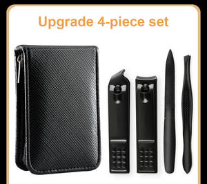 Juego de manicura de 9 piezas, kit profesional de cortador de uñas de acero inoxidable, juego de manicura de pedicura con bolsa de cuero con cremallera - Product Image 3