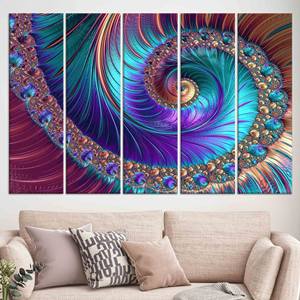 งานศิลปะบนผ้าใบพิมพ์ลายวนแบบนามธรรม 3 มิติสมัยใหม่ ของตกแต่งผนังสีสันสดใส ชุดผ้าใบ 5 ชิ้น - Product Image 1