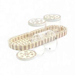 Jarrón de Nácar, Contenedor de Almacenamiento con Incrustaciones de Concha Hecho a Mano para Uso en el Hogar, Cocina y Baño - Product Image 1