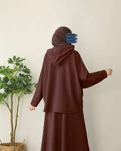 Moslim 2 Delige Set Dames Capuchon Rok Pak Hoodie Ramadan Marokko Dubai Islam Casual Ensemble Arabische Lange Rokken Outfits - Product Image 3