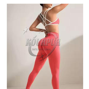 Top qualité femmes 2 pièces Yoga ensemble couleur naturelle vêtements de sport sans couture vêtements de sport Fitness vêtements de sport - Product Image 4