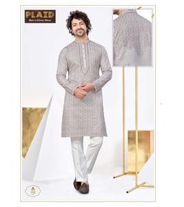 Kurta de seda suave de estilo real para hombres con bordado fino perfecto para reuniones de festivales - Product Image 2