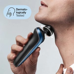 Afeitadora Eléctrica Azul para Hombre, Recortadora de Barba con Triple Cuchilla, Resistente al Agua IPX7, Lavable, con Idioma de Funcionamiento en Alemán, para Afeitar el Cuerpo y la Barba - Product Image 5