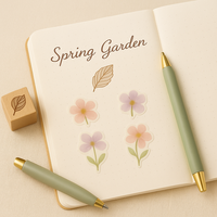 Ensemble cadeau de papeterie LABON Pastel Flower, carnet floral A5 avec stylo, autocollants, bloc-notes, ruban washi et gomme