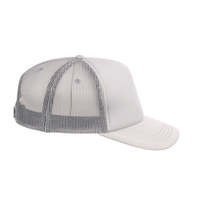 Gorra de béisbol de 5 paneles premium gris claro con espalda de malla transpirable y espuma ajustable, estilo camionero, para hombre y mujer, ideal para deportes al aire libre.