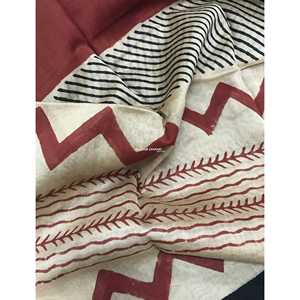 ผ้าคลุมไหล่/ผ้าพันคอผ้าฝ้ายชานเดรีพิมพ์ลายบล็อกสำหรับเด็กผู้หญิง น้ำหนักเบา ลายใบไม้วาดมือ สไตล์ชาติพันธุ์ สำหรับงานปาร์ตี้และสวมใส่ในฤดูร้อน - Product Image 1