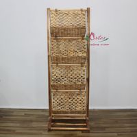Panier pliable en jacinthe d'eau fait main au design moderne avec support en bois, portable pour la cuisine, le salon, le rangement et la décoration intérieure