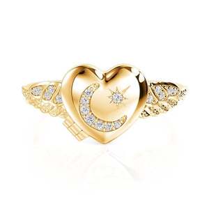 Jeulia Custom Moon Star Wing Heart Locket <b>Ring</b>-Fashion <b>Ring</b> - Product Image 2