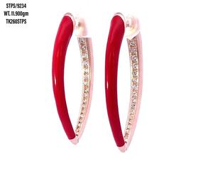 2023 joyería de plata chapada en oro de 18K para mujer, pendientes de aro rojo pequeño, pendientes de tuerca de Plata de Ley 925 CZ - Product Image 1