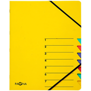 PAGNA Easy DIN <b>A4</b> 225g/m Yellow Pressed Chipboard File <b>Folder</b> with Multicolored 7 Compartments - Product Image 2