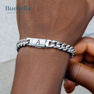 Hot Sale BUEBELLA JEWELS 10mm Iced Out 18k <b>White</b> <b>Gold</b> Moissanite Miami Initial Letter Cuban Link <b>Bracelet</b> for <b>Men</b> - Product Image 1