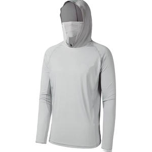 2025 사용자 정의 도매 스트레치 직물 남자의 낚시 후드 긴 소매 단색 UV 보호 낚시 후드 하이킹 셔츠 - Product Image 3