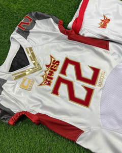 Original de fábrica de 12 paneles para jóvenes conjunto para niños hombres Jersey uniformes de fútbol sublimación equipo Spandex fútbol americano camiseta - Product Image 6