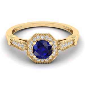 Anillo Halo de Plata de Ley 925 con Moissanita, Corte Brillante Redondo, 0.84 Ct, Gema de Zafiro Azul, Joyería, Precio de Fábrica REYES - Product Image 6