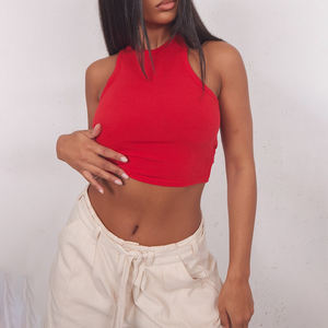 100% coton 2026 personnalisé col rond sans manches grande taille décontracté été court femmes ajusté Performance haut débardeur - Product Image 1