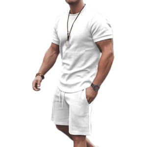 Survêtement d'été de qualité supérieure tenue décontractée et survêtement d'été confortable demi-manches 100% coton pour hommes - Product Image 1