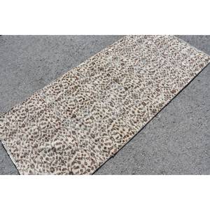 Tapis turc vintage classique Beige marron 3.1x7.1 pieds Patchwork Boho tissage plat laine latex soutenu pour salon tapis de jute - Product Image 2