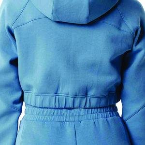 Top corto personalizado de color azul para mujer, Sudadera con capucha y cremallera, traje corto, ropa deportiva larga de algodón, conjunto de pantalones cortos de invierno y verano de tallas grandes - Product Image 6