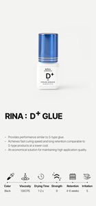 Colle pour extensions de cils Rina Korea D+Type, séchage rapide, adhérence forte, parfaite pour les cils volumineux, adhésif professionnel pour cils, Corée - Product Image 2