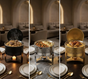 Luxury Modern Stainless Steel Design Casserole Hotpot Chafing Serving Dish with <b>Lid</b> and Stand Buffet Party Home Hotel Use - Product Image 6