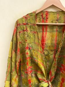 เสื้อกล้ามซาตินถักโครเชต์อินเดียสำหรับผู้หญิงแจกันคอวีพร้อมริบบิ้นตกแต่งเสื้อครอปฤดูร้อน - Product Image 3