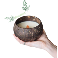 Cáscara de coco ecológica vietnamita para hacer velas/cuencos de velas de coco en bolsas de lino precio barato de Eco2go Vietnam