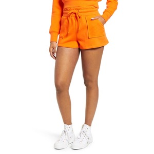 Pantalones cortos de algodón para mujer, ropa informal de verano, pantalones cortos de algodón de color sólido para mujer con cintura elástica, cintura alta - Product Image 1