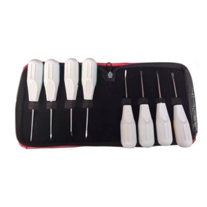 Juego de 8 Elevadores Dentales de Acero Inoxidable con Mango de Plástico para Extracción de Raíces Apicales, Instrumento Dental con Certificación CE - Product Image 4