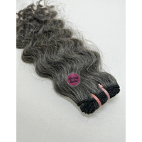 Lots de Cheveux Humains Bouclés Gris Noir 100% Remy Vierge Naturels Non Traités Indiens Résistants à la Chute Prêts à la Permanente Tissage Cuticule Intacte