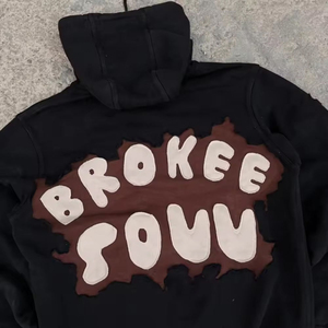 Sweat-shirts à capuche surdimensionnés pour hommes de qualité supérieure, 100% coton, impression en relief, poids lourd, streetwear, service OEM disponible - Product Image 2