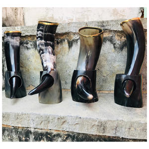 ฮอร์นดื่มไวกิ้งนอร์สยุคกลางพร้อมขาตั้งและเคสหนังฮอร์นดื่มแบบพรีเมี่ยมสำหรับเบียร์ไวน์ของแท้ - Product Image 1