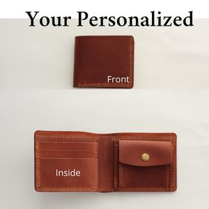 Cuir de vachette véritable classique hommes portefeuille personnalisé mince Design minimaliste luxe à deux volets Vintage en cuir véritable LBW-0064 - Product Image 3