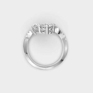 Anillo de Oro Amarillo Toi Et Moi de 2.0 Quilates con Banda Abierta, Diamante Cultivado en Laboratorio de Corte Brillante con Engaste de Puntas, Joyería de Compromiso y Boda para Mujer - Product Image 4